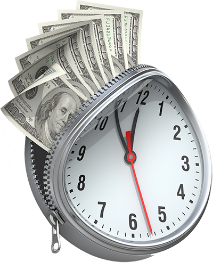 image of alrm clock with money on top